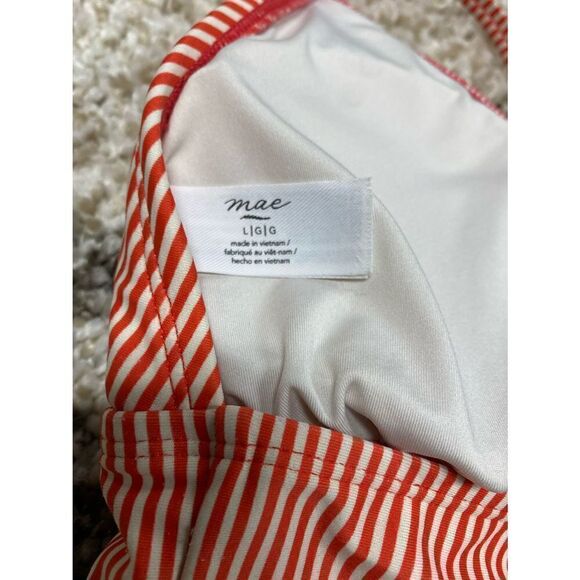 Mae Orange Stripe Embroidered Bikini Top Size Large - Picture 5 of 6